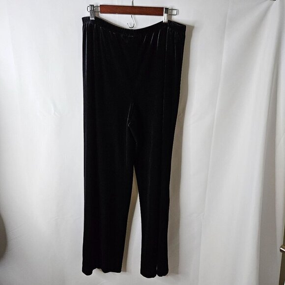 Chico's Black Velvet Pull On Elastic Waist Stretch Wide Leg Pants Size 3 or XL - Picture 2 of 9